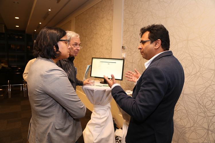 Sameer Goel, Director of Product Management, Freshdesk, is seen giving a demonstration at the Customer Happiness Tour, Toronto.