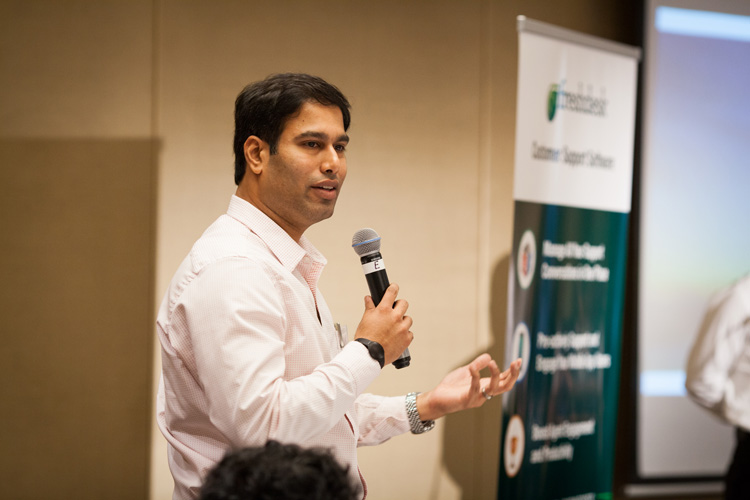 Nishant Rao, Global COO, Freshdesk, speaking at the Customer Happiness Tour, Sydney.