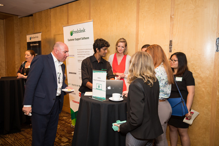 Sudharshan Karthik, Product Consultant, Freshdesk, giving demonstrations at the Customer Happiness Tour, Sydney.